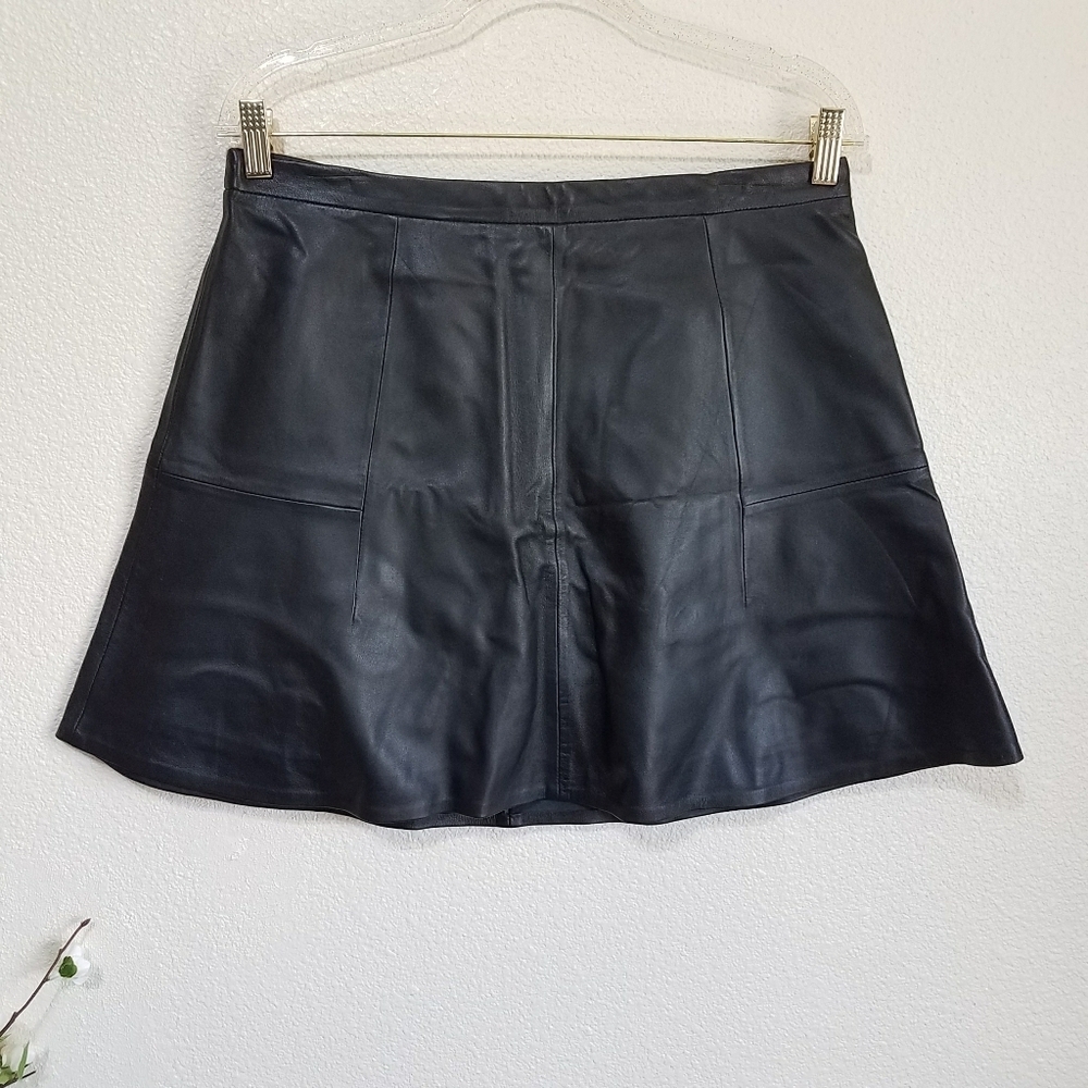 J.Crew Skater Leather Mini Skirt